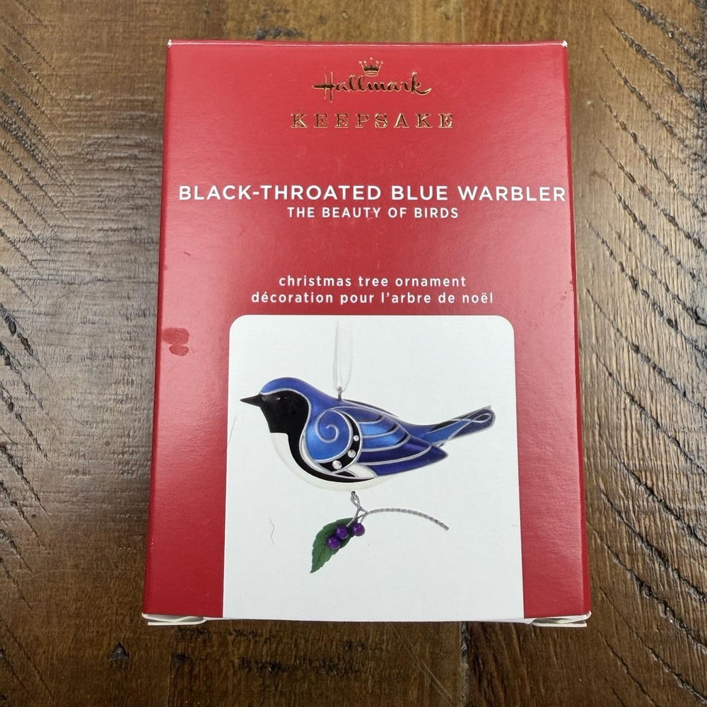HALLMARK 2020 BLACK-THROATED BLUE WARBLER THE BEAUTY OF BIRDS ORNAMENT